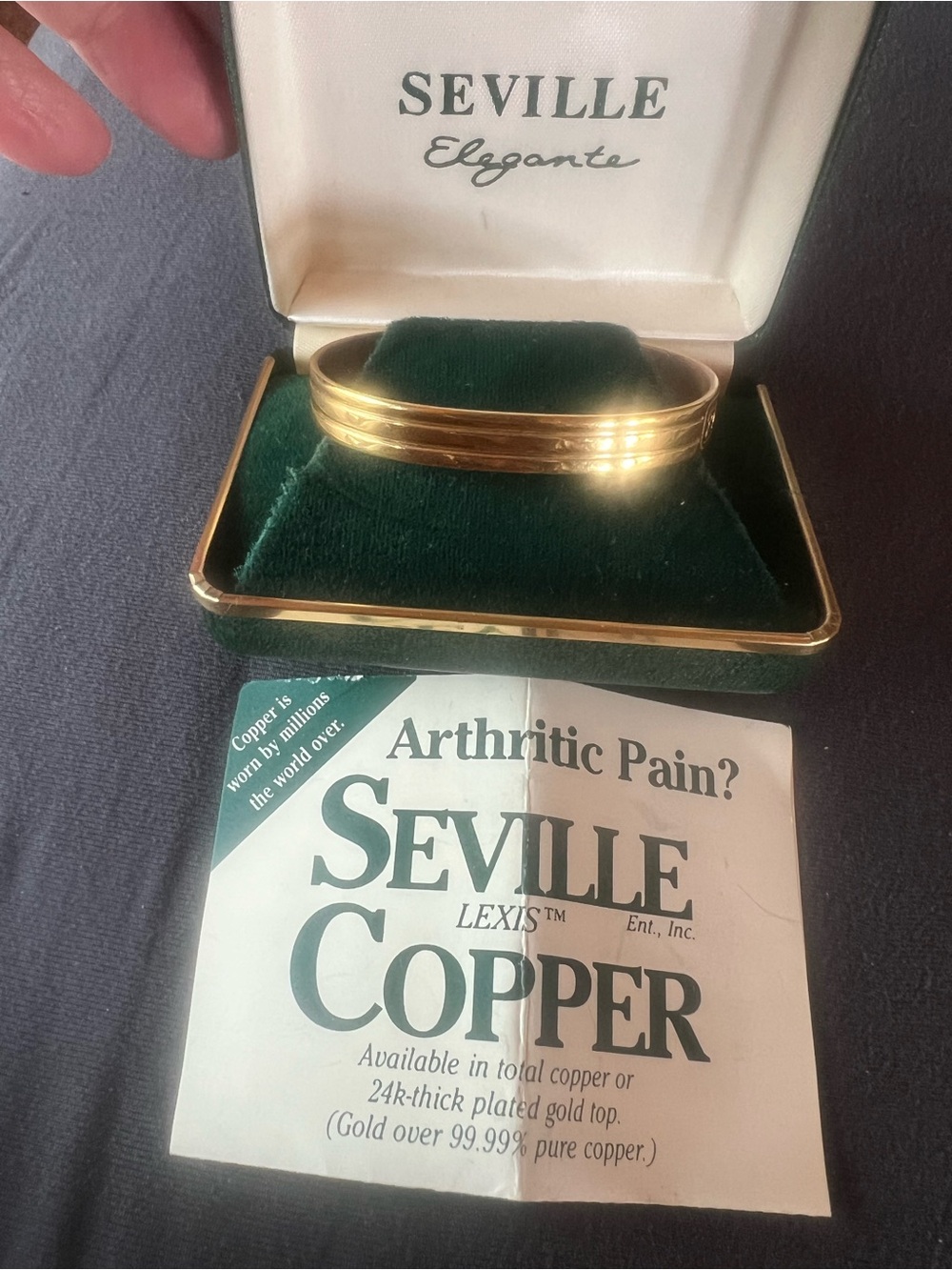 Seville Copper Small, Gold Plated 24k Top, Bracelet, vintage, very good cond.